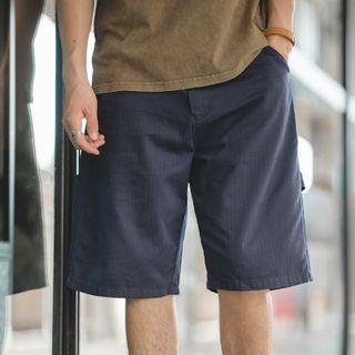Pinstripe Straight-leg Shorts