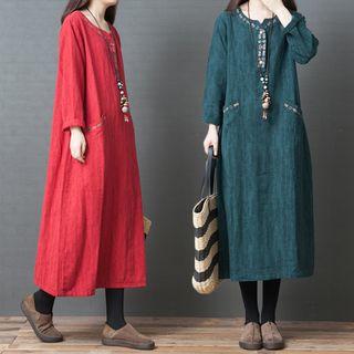 Ethnic Embroidered Long-sleeve Dress