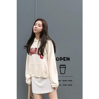 Kangaroo-pocket Lettering Hoodie