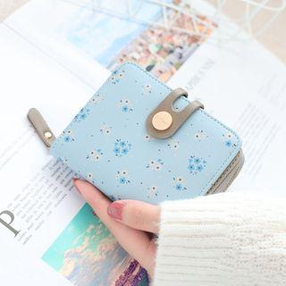 Floral Print Buttoned Card Wallet