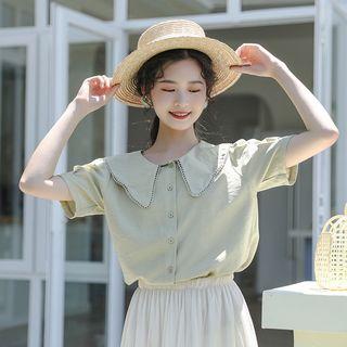 Short-sleeve Wide Collar Shirt