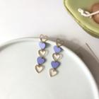Alloy Heart Dangle Earring 1 Pair - Stud Earrings - Purple & Gold - One Size