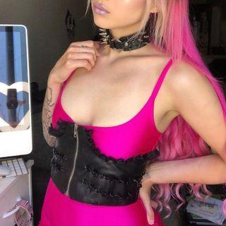 Zip-up Chain-detail Corset Belt