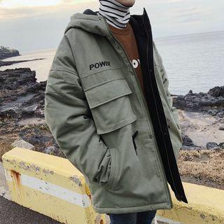 Patched Fleece-lined Hooded Jacket