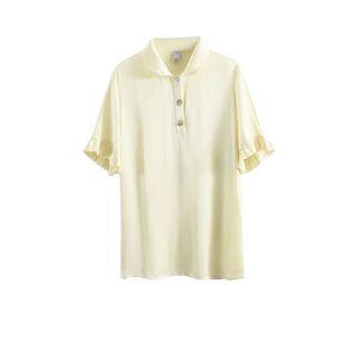 Short-sleeve Satin Polo Shirt