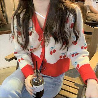 Cherry Cardigan Cherry - White - One Size