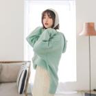 Half-placket Hooded Knit Top