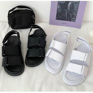 Plain Wide Strap Platform Sandals