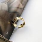 925 Sterling Silver Irregular Layered Open Ring K626 - Gold - One Size