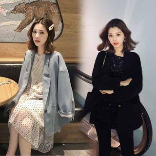 Drop-shoulder Single-breasted Blazer