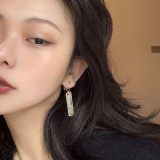 Gold Leaf Faux Crystal Bar Dangle Earring 1 Pair - As Shown In Figure - One Size