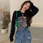 Set: Long-sleeve Shrug + Zebra Print Tank Top
