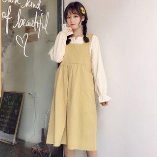 Balloon-sleeve Blouse / Pinafore Dress