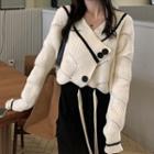 Long-sleeve V-neck Asymmetrical Knit Sweater