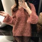 Glitter Furry Sweater Rose Pink - One Size