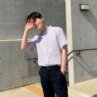 Mandarin-collar Summer Striped Shirt