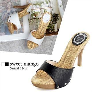 Genuine Leather High-heel Mules