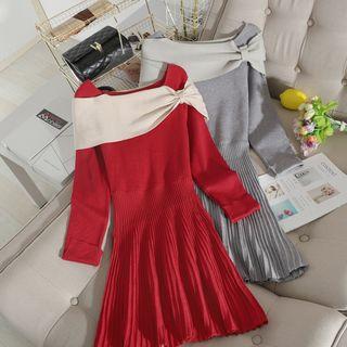 Boatneck A-line Midi Knit Dress