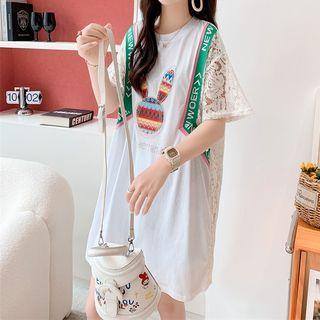 Short-sleeve Rabbit Embroidered T-shirt Dress