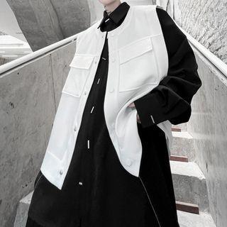 Snap Button Oversized Vest