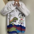 Cartoon Dinosaur Long-sleeve Round Neck T-shirt