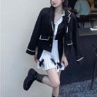 Contrast Trim Blazer / Mini A-line Skirt / Short-sleeve Top
