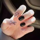 Geometric / Plain Faux Nail Tips Yw-19 - Pink & Black - One Size