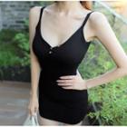 Spaghetti-strap Button-front Minidress