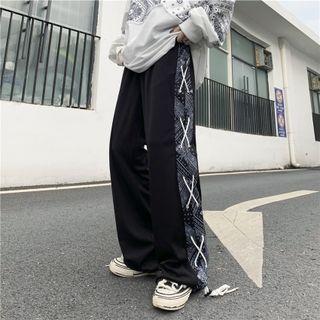Drawstring Paisley Print Wide Leg Pants