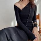 Button-up Midi Knit Dress