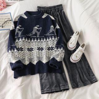 Pattern Loose-fit Sweater / Corduroy Loose-fit Pants