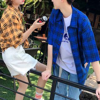 Couple Matching Plaid Short-sleeve Shirt