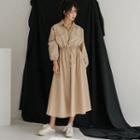 Plus Size Half-placket Drawstring-waist Shirtdress