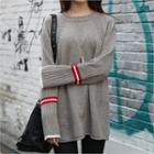 Raglan-sleeve Contrast-trim Sweater