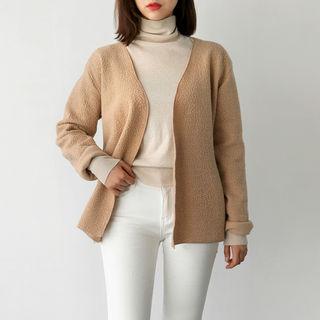 Open-front Boucl -knit Cardigan