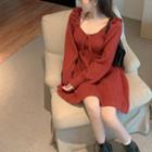 Knit Mini A-line Dress Red - One Size