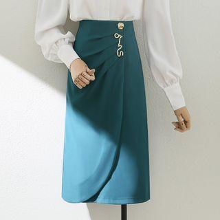 High-waist Plain Irregular Shift Skirt