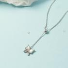 Rhinestone Shell Butterfly Pendant Necklace As Shown In Figure - One Size