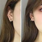 925 Sterling Silver Mini Hoop Earring / Rhinestone Triangle Stud Earring