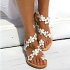 Floral Accent Toe Loop Flat Sandals