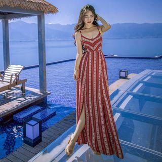 Spaghetti Strap Printed Open Back Maxi Sundress