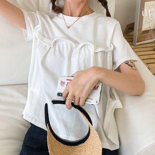 Plain Ruffle Short-sleeve T-shirt