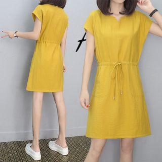 Drawstring Plain A-line Dress