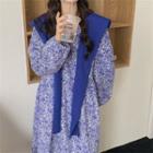 Long-sleeve Floral Midi Dress Dress - Floral - Blue - One Size