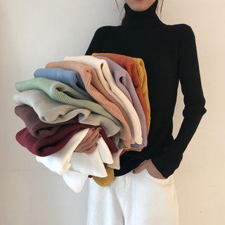 Slim-fit High-neck Ribbed Knit Top
