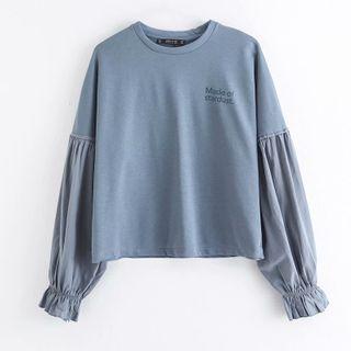Bell-sleeve Lettering Pullover