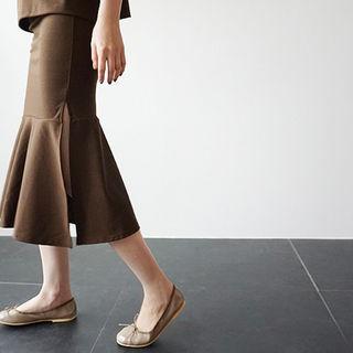Set: Drop-shoulder Top + Ruffle-hem Skirt