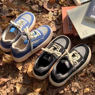 Check Panel Platform Sneakers