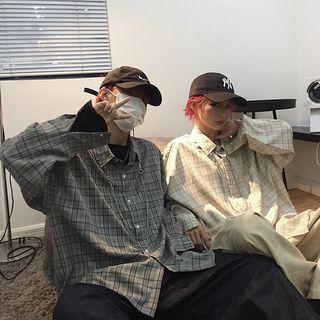 Couple Matching Plaid Oversize Shirt