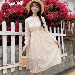 Long-sleeve Double Collar Lace Dress